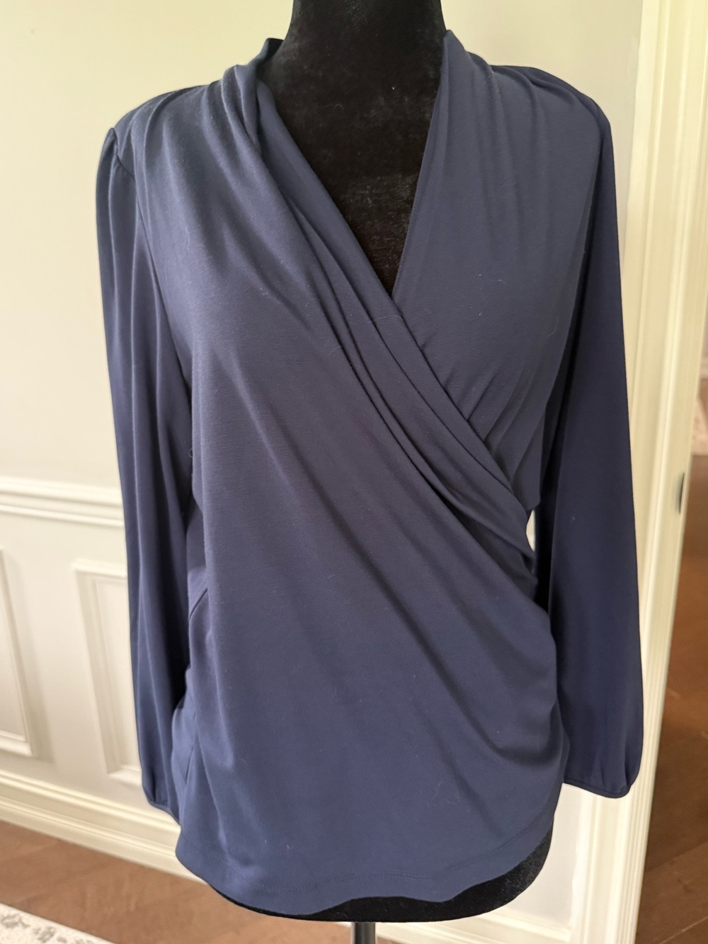 J.McLaughlin Sophy Faux Wrap Top in Navy Blue XS